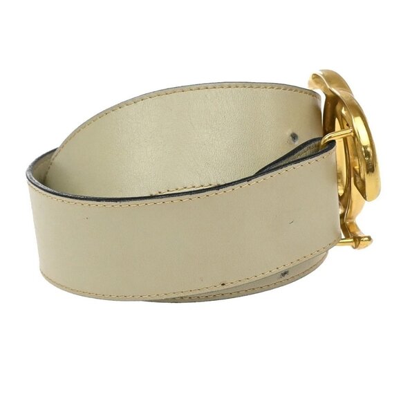 GUCCI GG Logo Interlocking Belt 65 Leather Beige GHW Made in Italy - Picture 4 of 14